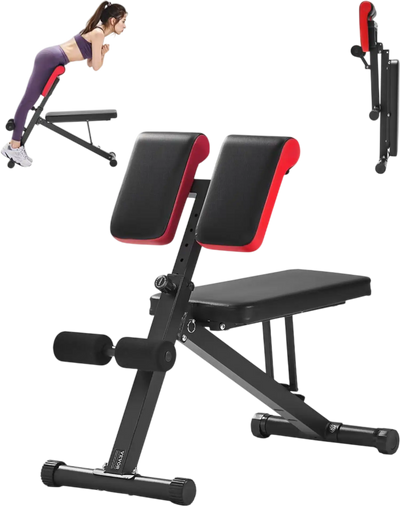 VEVOR Multi-Functional Weight Bench for Full Body Workout, Roman Chair Hyperextension Bench, 330 lbs Adjustable & Foldable Equipment for Back Arm Core Ab Workout, Sit Up Exercise Machine for Home Gym