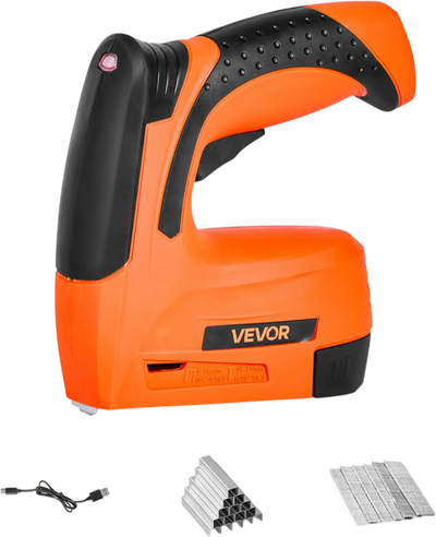 VEVOR Cordless Brad Nailer, 2-in-1 Nail Gun Staple Gun, 18 Gauge 5/8 inch, Battery Powered, with 1000 Pcs Staples and 1000 Pcs Nails, Non-Slip Rubber Grip, for Woodworking, Carpentry and DIY Projects