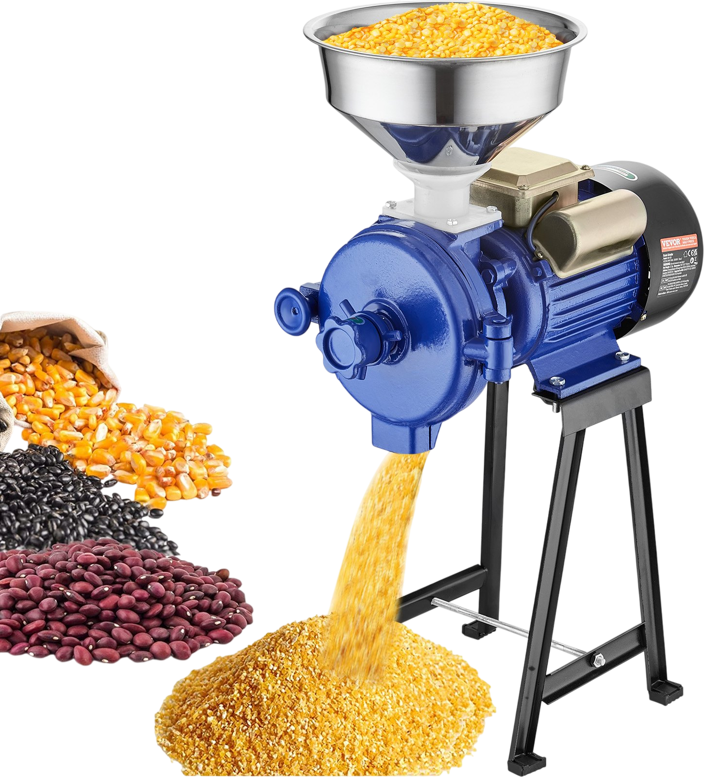 Vevor Electric Grain Mill Dry Grinder 3000W Adjustable Thickness with Funnel New