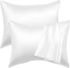 VEVOR Satin Pillowcase, 2 Pack Standard Size Satin Pillow Cases for Hair and Skin, Similar to Silk Pillowcases with Hidden Zipper, Smooth, Soft and Breathable Cooling Pillowcase, for Sleeping (White)