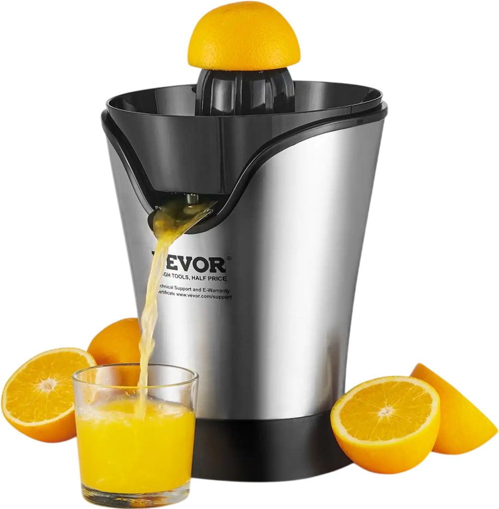 VEVOR Electric Citrus Juicer, Orange Juice Squeezer With One Juicing Cone, 100W Stainless Steel Filter Orange Juice Maker, Easy To Clean For Oranges, Grapefruits, Lemons And Other Citrus Fruits