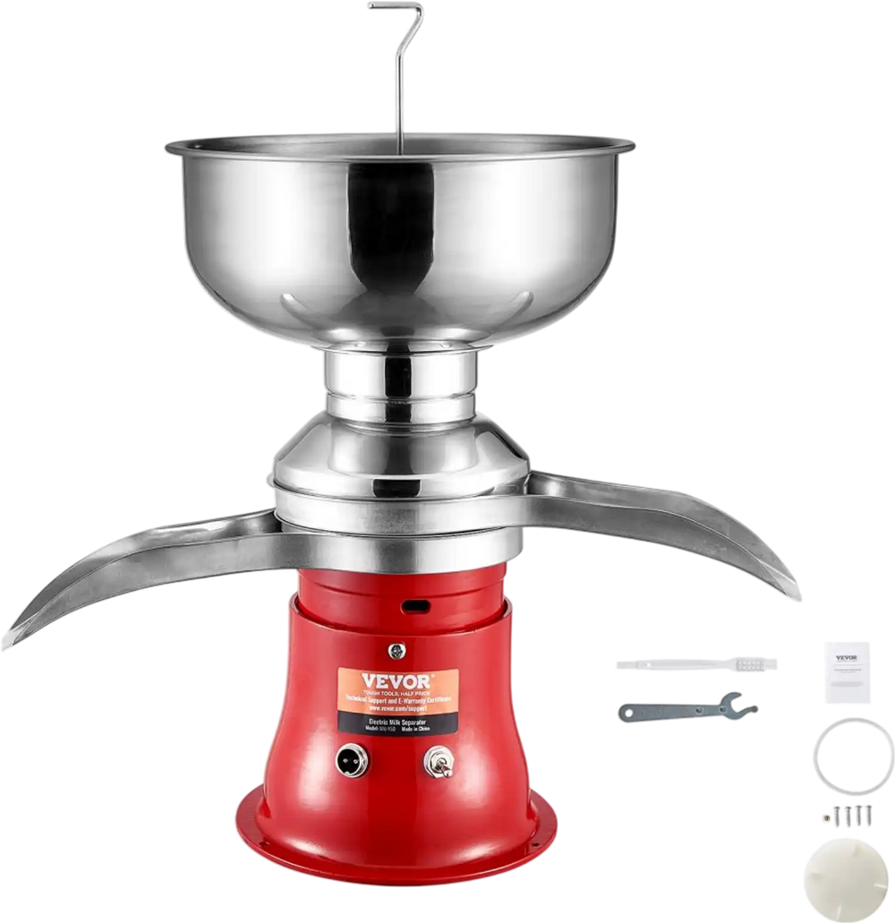 VEVOR Milk Cream Centrifugal Separator, 304 Stainless Steel Electric Cream Separators, 100L/H Output 10500RPM Goat Milk Separator, 30W Cow Cream Separator, Milk Skimmer with 5L Bowl Capacity, 100-240V