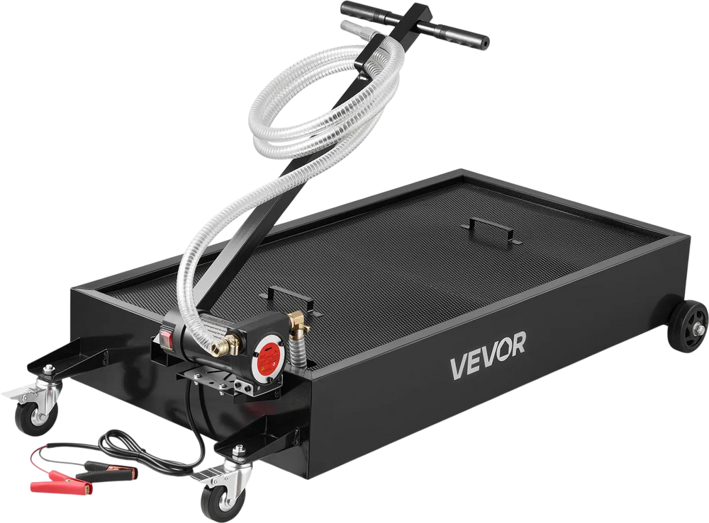 VEVOR Low Profile Oil Drain Pan, 20 Gallon Capacity, Rolling Oil Drain Pan with Electric Pump & 7.2 ft Hose, Leak-proof & Corrosion-resistant, Fit for Cars, SUVs, Trucks, Motorcycles, ATVs, Metal