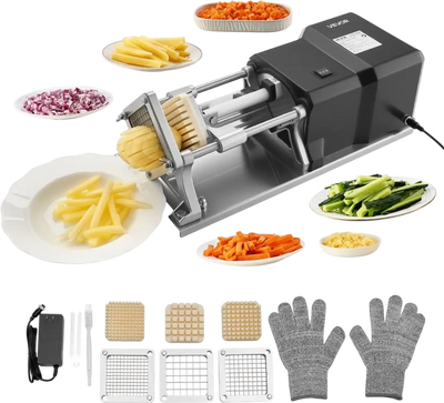 Vevor Electric French Fry Cutter Stainless Steel Vegetable Chopper with 3 Blades New