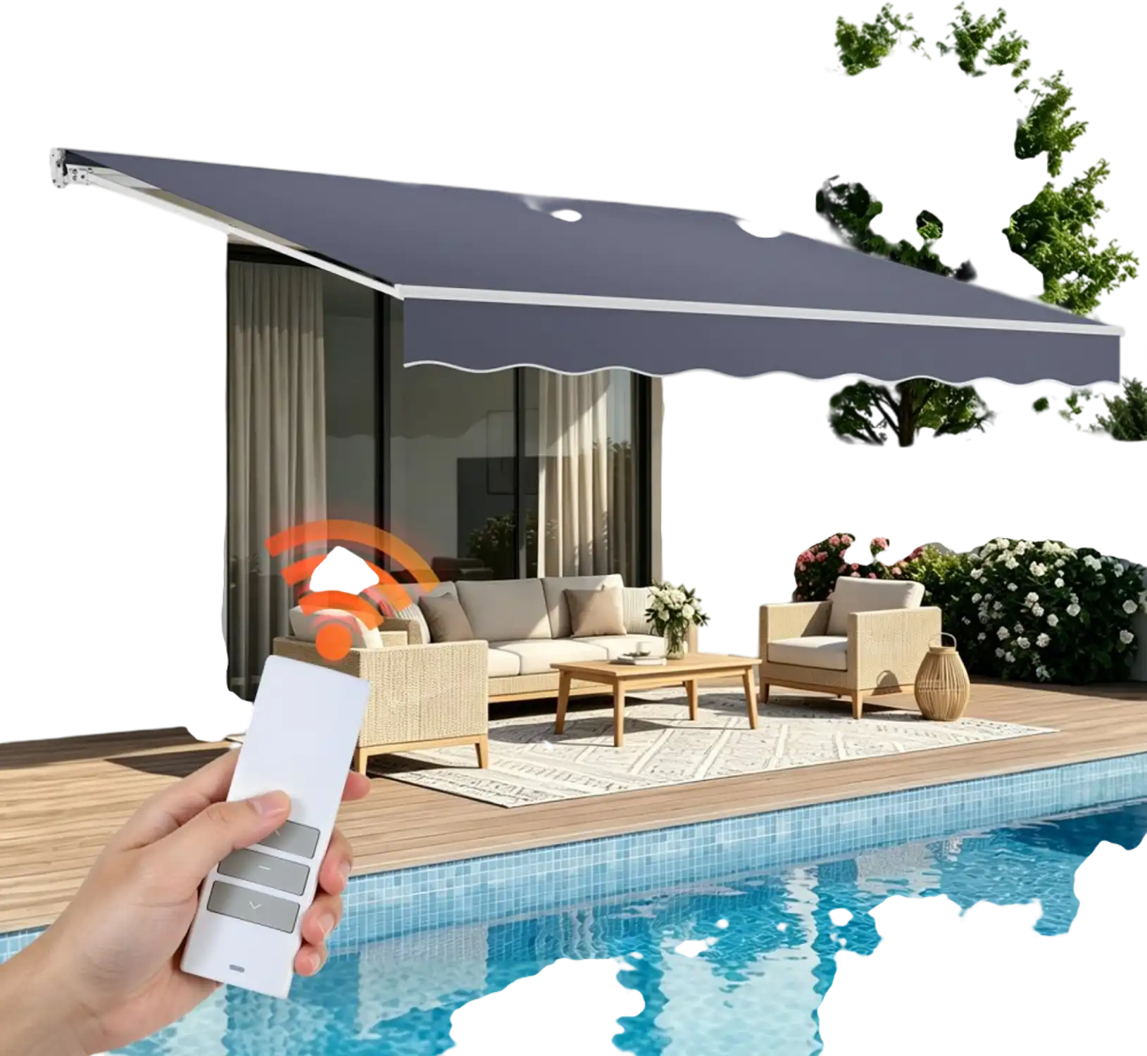 Vevor Retractable Awning 14.1' x 9.8' Motorized Patio Sunshade Gray New