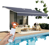 VEVOR Electric Retractable Awning, 14.1' x 9.8' Motorized Patio Awning, Sunshade Shelter with Remote Controller & Manual Crank Handle, Waterproof Polyester Fabric for Outdoor Deck, Balcony, Yard, Gray