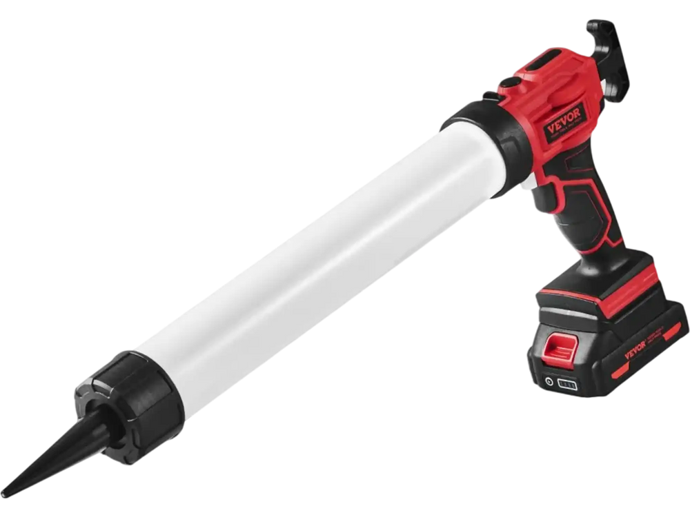 VEVOR Cordless Caulking Gun 20oz/600ml, 20V Electric Sausage Caulking Gun with 4 Adjustable Speeds, Anti-Drip Battery Powered Caulk Gun & 2.0AH Battery, Fast Charger, LED Light for Filling, Sealing