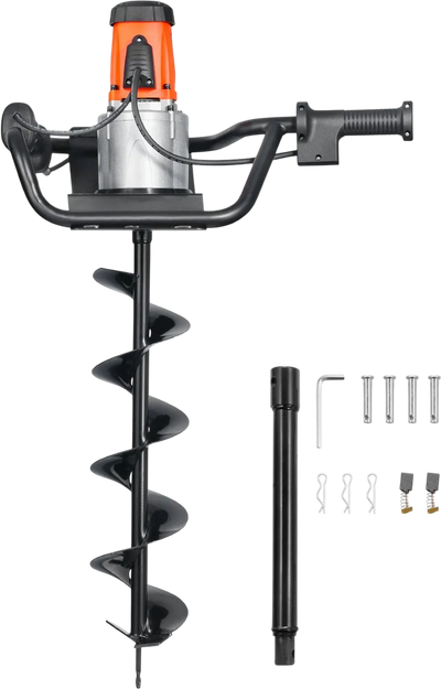 VEVOR Electric Post Hole Digger, 5.71 in Auger Bit with 1500W Powerful Motor, 140 RPM Alloy Steel Earth Auger Drill Bit with 10.24 in Extension Rod, for Post Hole Digging, Drilling & Tree Planting