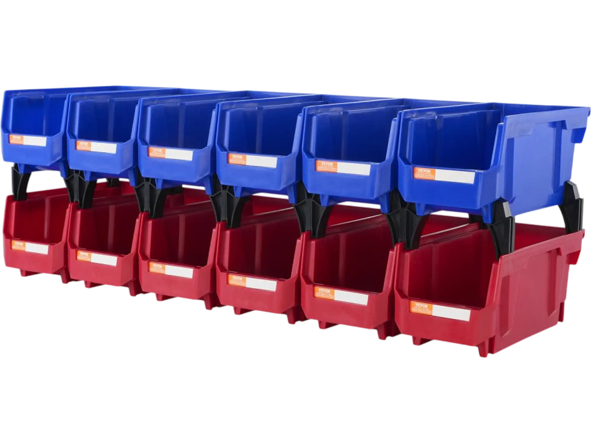 Vevor Plastic Storage Bin Hanging Stackable Organizer 12-Pack Blue/Red 11