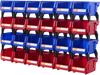 VEVOR Plastic Storage Bin, (5-Inch x 4-Inch x 3-Inch), Hanging Stackable Storage Organizer Bin, Blue/Red, 24-Pack, Heavy Duty Stacking Containers for Closet, Kitchen, Office, or Pantry Organization