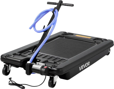 Vevor Oil Drain Pan Low Profile 17 Gallon Rolling Oil Drain Pan with Electric Pump 7.2' Hose Black New