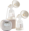 VEVOR Breast Pump, Double Electric Breast Pumps, 4 Modes & 16 Levels, 300mmHg Strong Suction, 2800mAH Rechargeable Anti-Backflow Breastfeeding Pump with LED Display, 18/21mm Inserts, 24/28mm Flanges