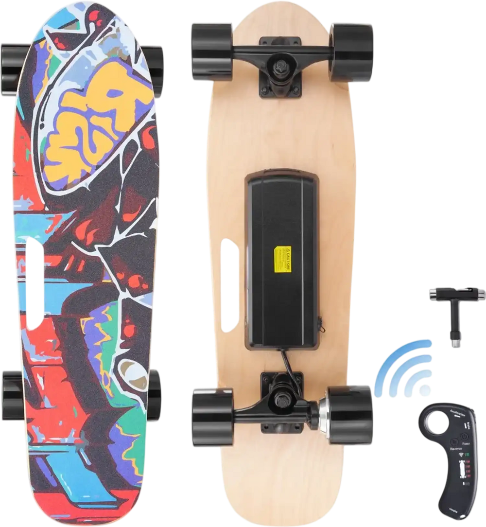 VEVOR Electric Skateboard with Remote, 9.3 Mph Top Speed & 5 Miles Max Range Skateboard Longboard, 3 Speeds Adjustment Skateboards, Easy Carry Handle Design, Suitable for Adul Tested to UL Standards