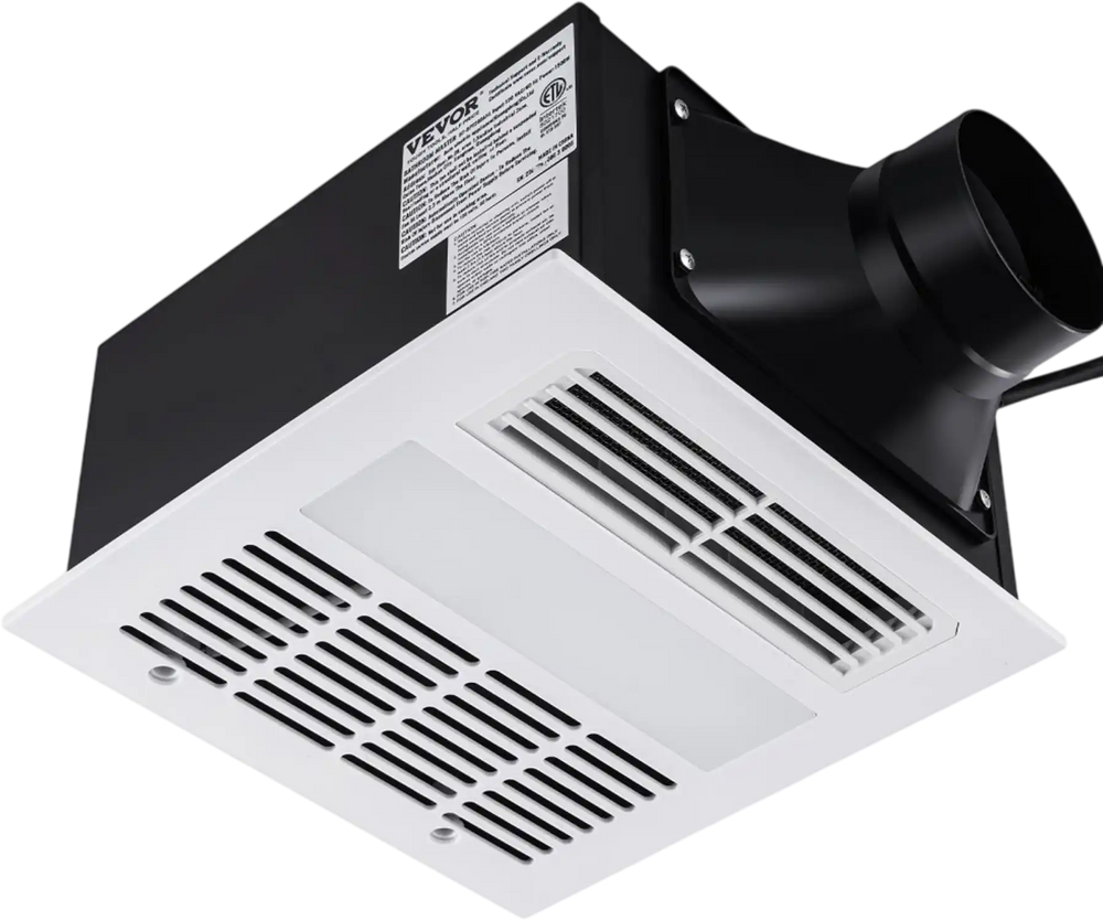 VEVOR Bathroom Exhaust Fan, 1500W Heating, 110 CFM High-Efficiency Ventilation, 1.5sones Low Noise Operation, Energy-Saving Bathroom Ceiling Fan, For Various Ceilings