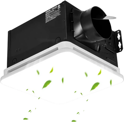 VEVOR Bathroom Exhaust Fan with LED Light, 110 CFM 4000K Bathroom Vent, 1.5 Sones Low-Noise, Premium Motor Ceiling Fan for Laundry Room, Storage Room, Home Ventilation, White