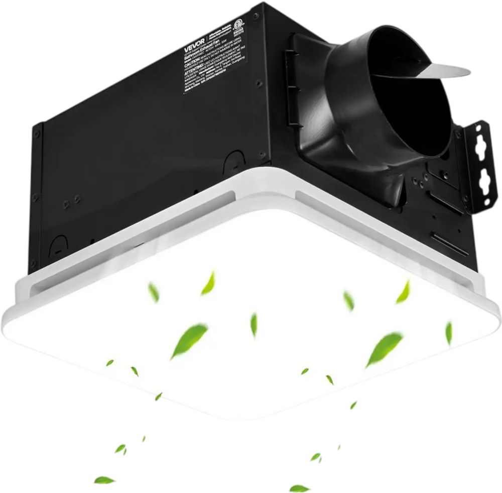 VEVOR Bathroom Exhaust Fan with LED Light, 80 CFM 4000K Bathroom Vent, 1.5 Sones Low-Noise, Premium Motor Ceiling Fan for Laundry Room, Storage Room, Home Ventilation, White