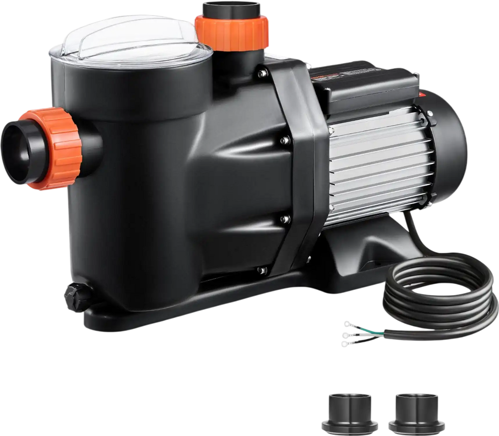 VEVOR Above Ground Pool Pump, 1.5HP, 122 GPM Max Flow Single Speed Swimming Pool Pump, 220V 3450 RPM 55 ft Max Head Lift with PP Shell Strainer Basket, 122°F Max Water Temp, for Hot Tubs Spas, No Plug