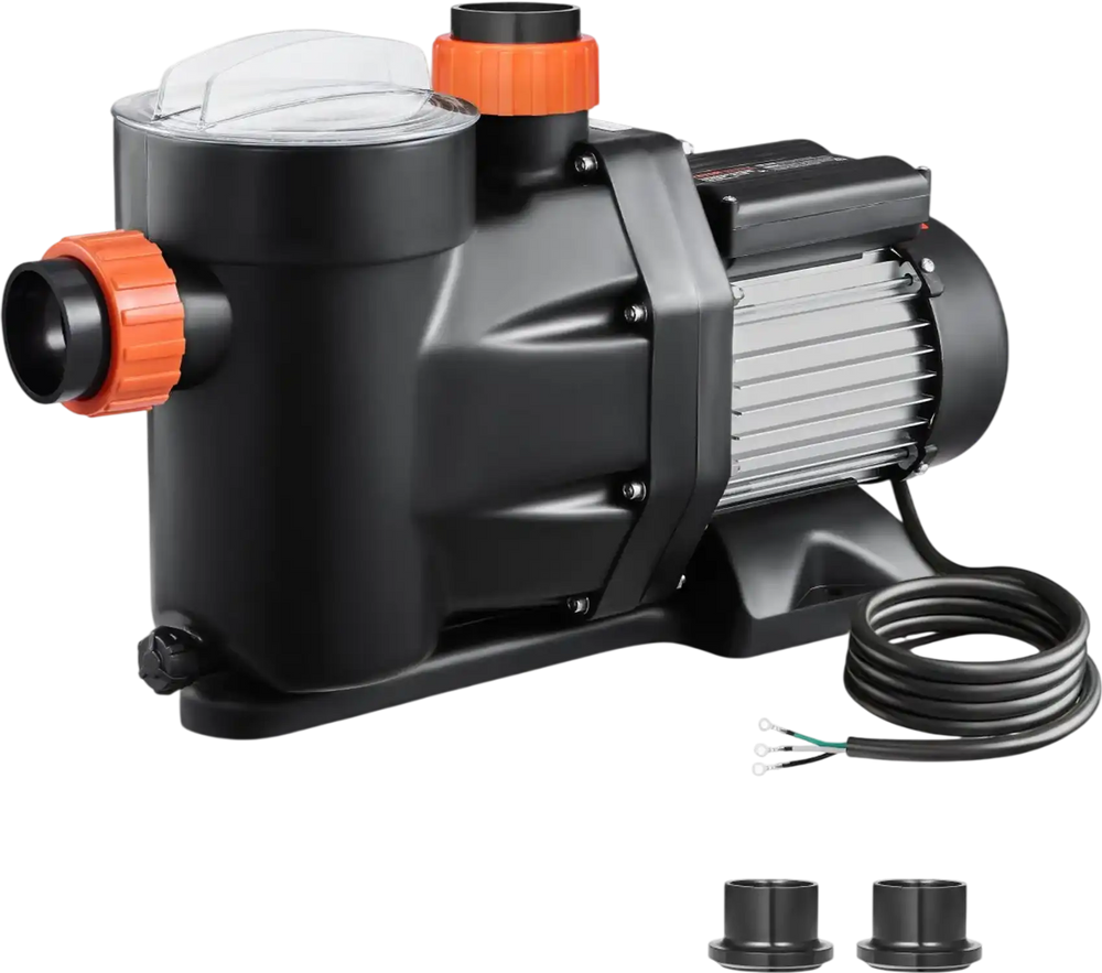 VEVOR Above Ground Pool Pump, 2 HP, 135 GPM Max Flow Single Speed Swimming Pool Pump, 220V 3450 RPM 61 ft Max Head Lift with PP Shell Strainer Basket, 122°F Max Water Temp, for Hot Tubs Spas, No Plug
