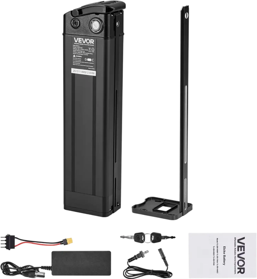 VEVOR Ebike Battery, 48V 15.6Ah Electric Bike Lithium Battery Pack with BMS, 3A Charger and Lock for 1000W E-Bike Motor, Detachable Electric Bicycle Replacement Kit with Indicator & Discharge Socket