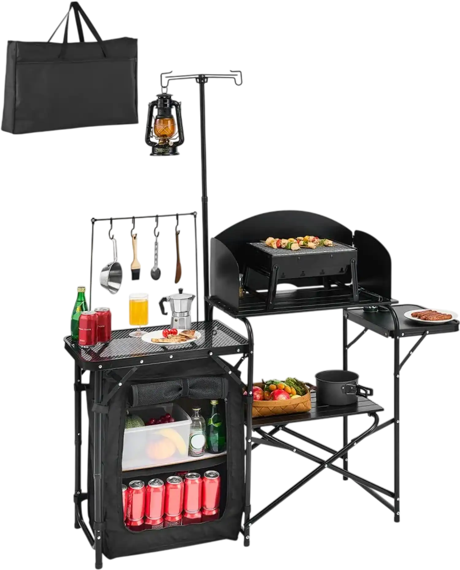 Vevor Camping Kitchen Table Portable Outdoor Cook Station with Storage Cupboard New