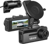 VEVOR Dash Cam Front and Rear, 4K+1080P, 32 GB Card Included, Dual Channel Dash Camera for Cars with Built-in GPS, G-Sensor, Front 129° & Rear 125°, 3.18" Large Screen, Loop Recording, Parking Mode