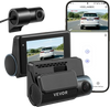 VEVOR Dash Cam Front and Rear, 4K+1080P, WiFi APP Control, Dual Channel Dash Camera for Cars with Built-in GPS, G-Sensor, Front 123° & Rear 125°, 3" Large Screen, Loop Recording, and Parking Mode