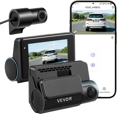 Vevor Dash Cam Front and Rear 4K + 1080P WiFi GPS 3