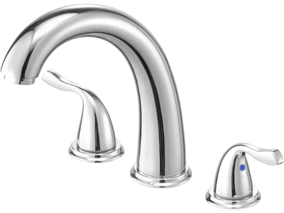VEVOR Roman Tub Faucet, 3 Hole Waterfall Bathtub Faucet, Gooseneck Bath Tubs Faucets Set with 2 Handles, Deck Mount Bath Tub Faucets Set for Pet Washing, Adult Bathing, Silver, High Arc Spout
