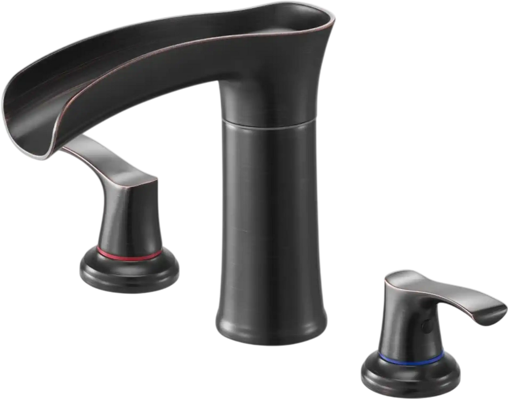 VEVOR Roman Tub Faucet, 3 Hole Waterfall Bathtub Faucet, Zinc Alloy Bath Tubs Faucets Set with 2 Handles, Deck Mount Bath Tub Faucets Set for Pet Washing, Baby Care, Adult Bathing, Oil-Rubbed Bronze