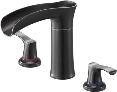 VEVOR Roman Tub Faucet, 3 Hole Waterfall Bathtub Faucet, Zinc Alloy Bath Tubs Faucets Set with 2 Handles, Deck Mount Bath Tub Faucets Set for Pet Washing, Baby Care, Adult Bathing, Oil-Rubbed Bronze