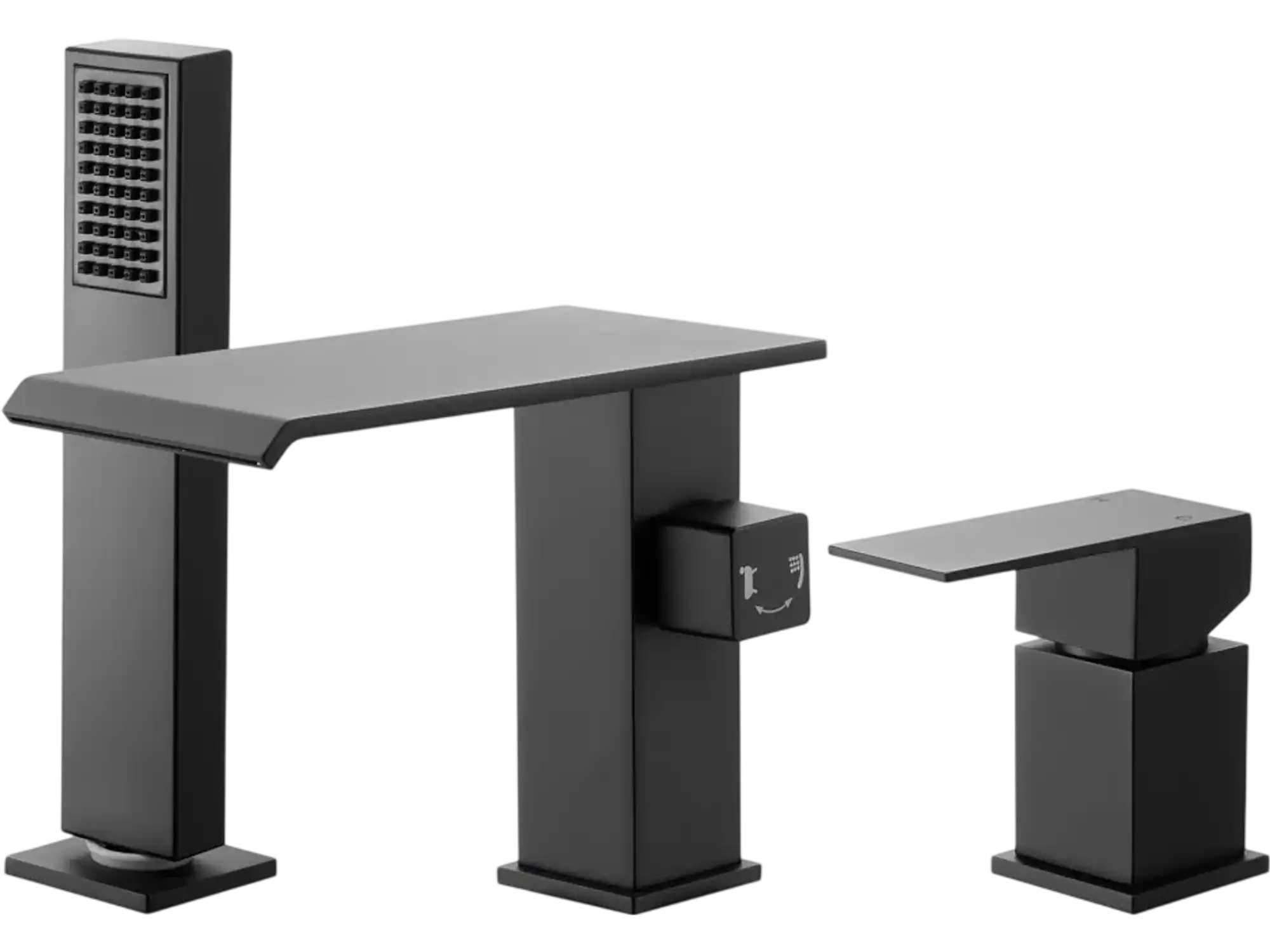 Vevor Roman Tub Faucet Waterfall Deck Mount Bathtub Faucet with Hand Shower Matte Black New
