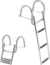 VEVOR Boat Ladder, 3 Steps, Stainless Steel Telescoping Folding Swim Deck Ladder for Rear Entry Inboard, 600 lbs Capacity with Wide Anti-Slip Steps & Handrails, for Outboards, Yacht, Pontoon Boats