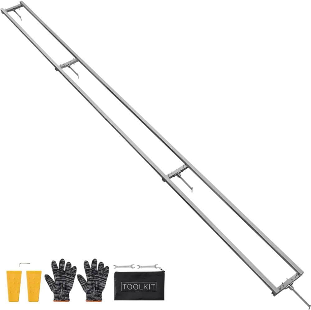 VEVOR Rail Mill Guide System, 12 ft 4 Crossbar Chainsaw Mill Kits, Aluminum Saw Milling Rails System Works with Chainsaw, 2 Wedges, Adjustable Rail Milling Guide Kit for Builders Woodworkers