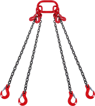 VEVOR Chain Sling, 1/4 inch x 5 ft Lifting Chains with Hooks, G80 Engine Chain Hoist Lifts, 6600 lbs/3 Ton Lifting Sling Chains for Engine Hoist, Engine Lift Chain with 4 Leg Grab Hooks and Adjusters