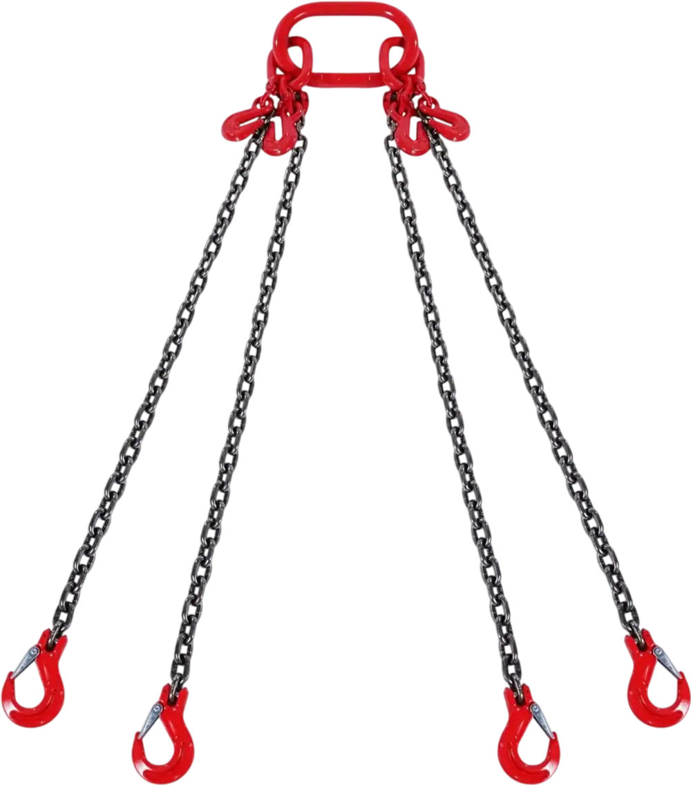 VEVOR Chain Sling, 5/16 inch x 10 ft Lifting Chains with Hooks, G80 Engine Chain Hoist Lifts, 11000 lbs/5 Ton Lifting Sling Chains for Engine Hoist, Engine Lift Chain with 4 Leg Grab Hooks & Adjusters