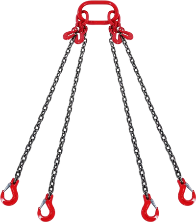 VEVOR Chain Sling, 5/16 inch x 10 ft Lifting Chains with Hooks, G80 Engine Chain Hoist Lifts, 11000 lbs/5 Ton Lifting Sling Chains for Engine Hoist, Engine Lift Chain with 4 Leg Grab Hooks & Adjusters