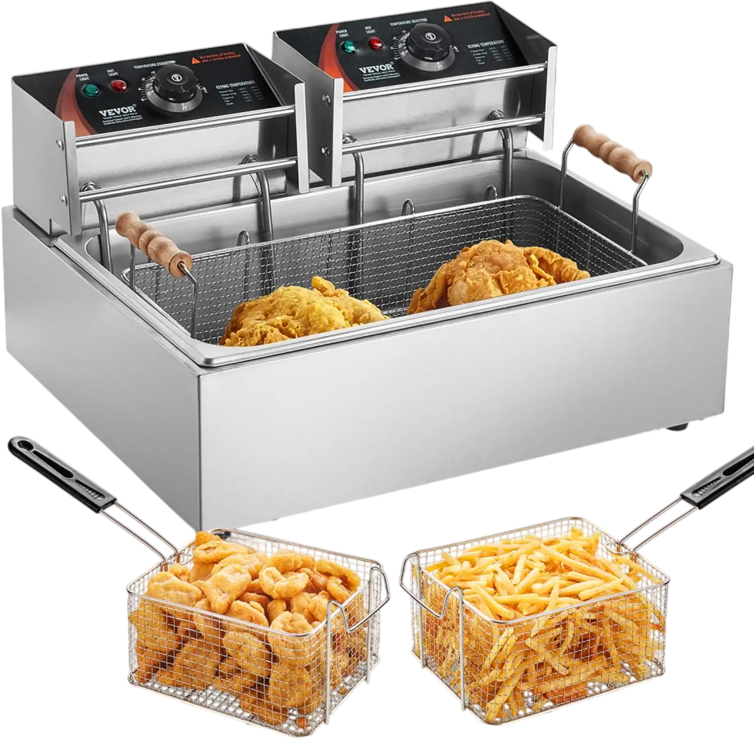 Vevor Commercial Deep Fryer 3000W 18Qt Stainless Steel Countertop Single Oil Fryer New