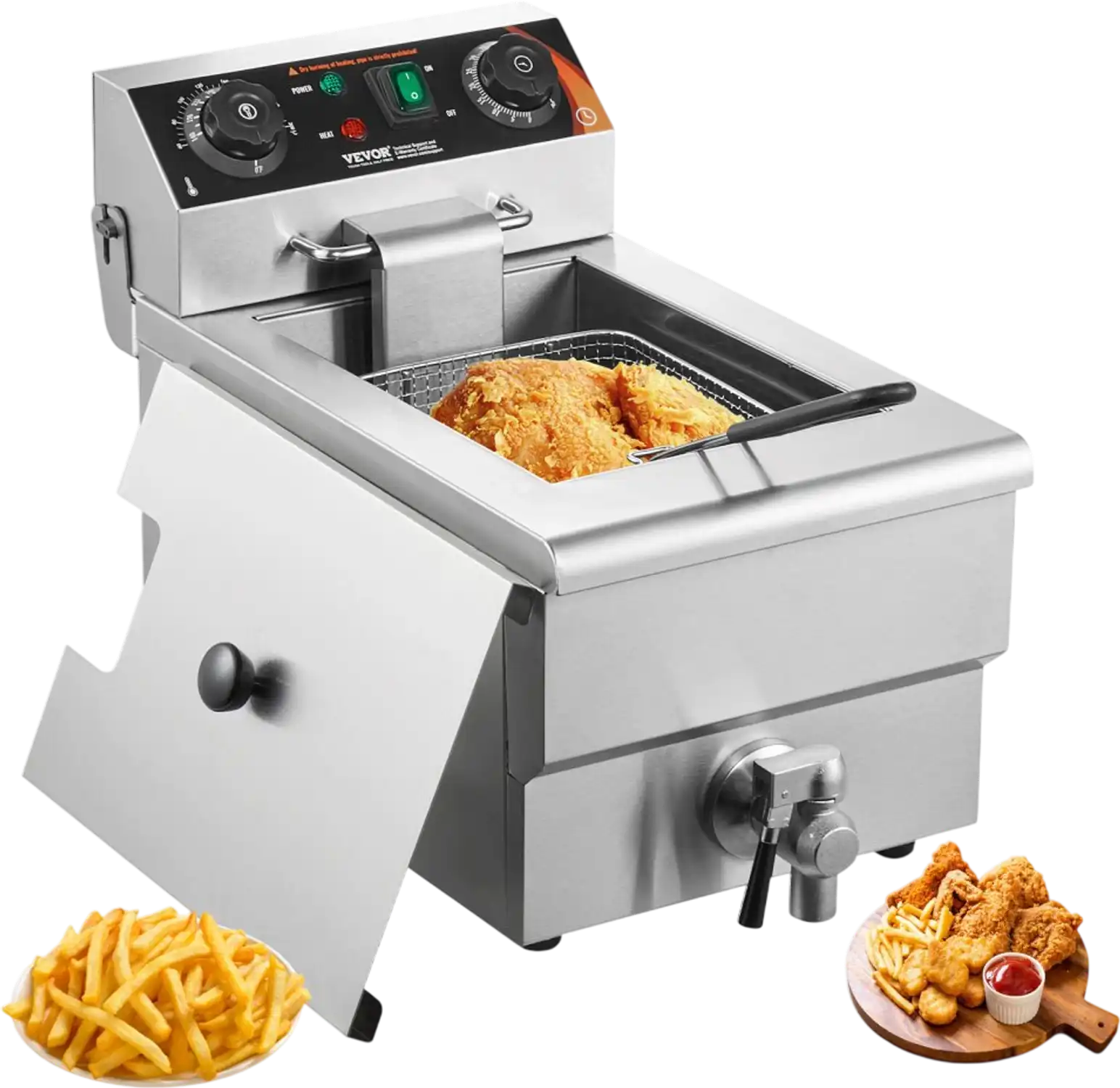 Vevor Deep Fryer Commercial Electric Countertop 1500W 11.6 Qt Single Tank New
