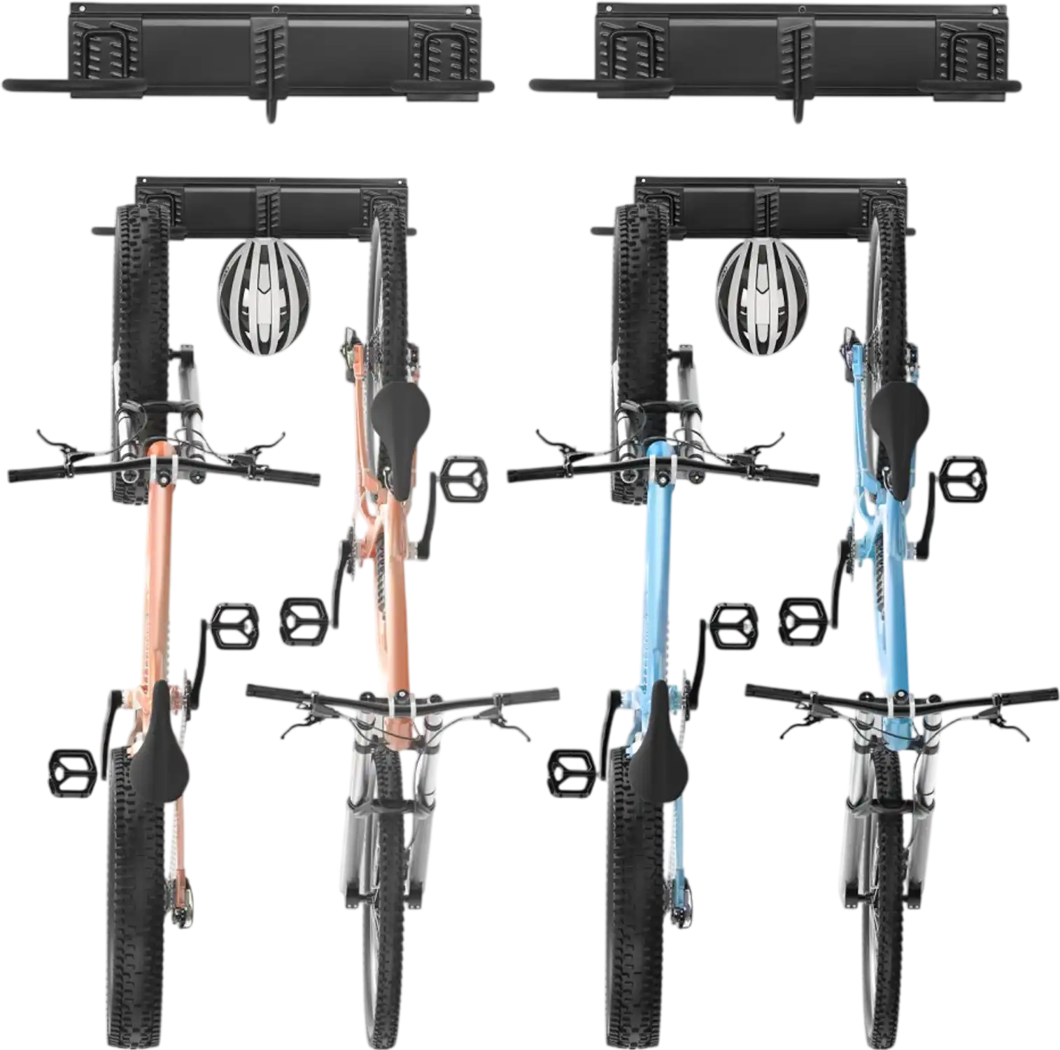 Vevor Bike Storage Rack Wall-Mount Garage Organizer for 4 Bikes with 2 Helmet Hooks 32