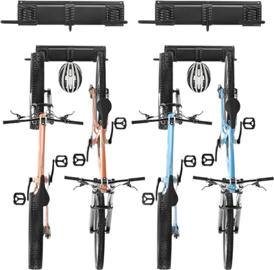 Vevor Bike Storage Rack Wall-Mount Garage Organizer for 4 Bikes with Helmet Hooks 36