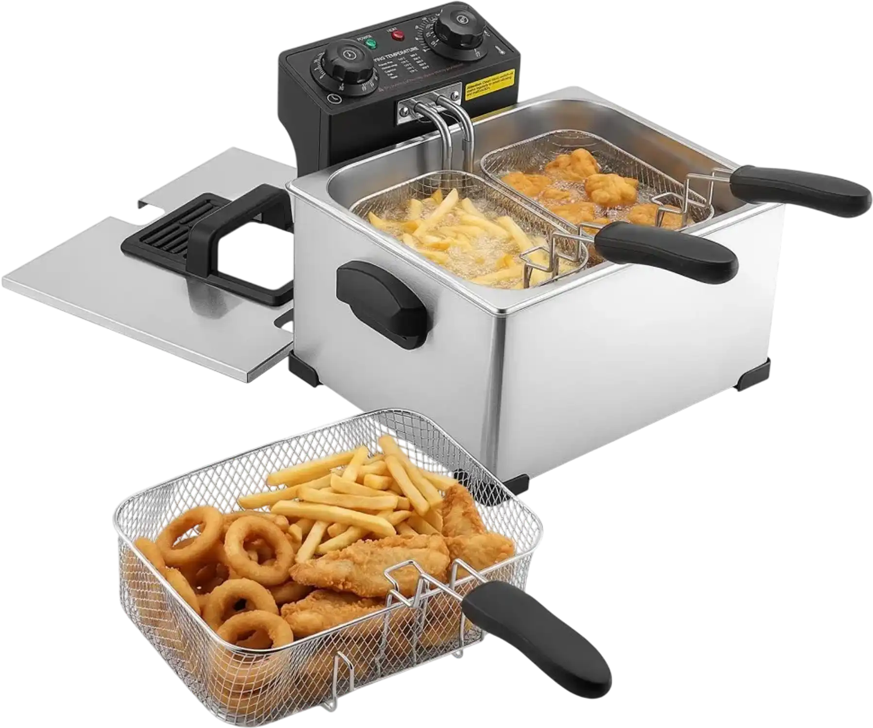 Vevor Deep Fryer Commercial Electric Countertop 9.51 Qt Stainless Steel Silver New