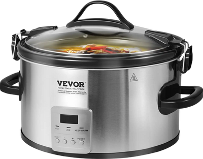 Vevor Slow Cooker 8QT Digital Electric Cooker with 3-Level Heat Settings New