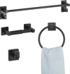 VEVOR Matte Black Bathroom Hardware Set, 4 Pieces Stainless Steel Bathroom Accessories Set, 24-inch Towel Bar, Towel Ring, Robe Towel Hook, Toilet Paper Holder, for Bath Room, Wall Mounted