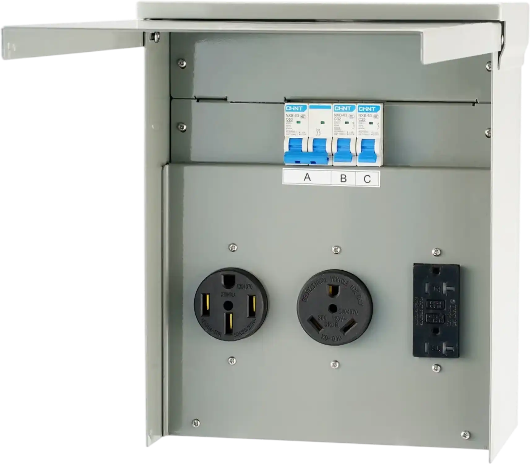 Vevor Temporary Power Outlet Panel RV Power Outlet Box 125/250V 20/30/50 Amp New