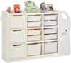 VEVOR Kids Toy Storage, 4-Tier Elephant-Shape Toy Storage Organizer with 10 Plastic Movable Bins, Kids Cubby Cabinet Made from HDPE for Study Room, Bedroom, Playroom, Classroom, Nursery, Gray + Beige