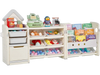 VEVOR Kids Toy Storage with Bookshelf, 4-Tier Toy Storage Organizer with 10 Movable Plastic Bins, Kids Cubby Cabinet with Bookshelf for Study Room, Bedroom, Playroom, Classroom, Nursery, Gray + Beige