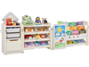 VEVOR Kids Toy Storage with Bookshelf, 4-Tier Large Toy Storage Organizer with 10 Plastic Movable Bins, Kids Cubby Cabinet with Bookshelf and Drawing Board for Study Room, Playroom, Classroom, Nursery