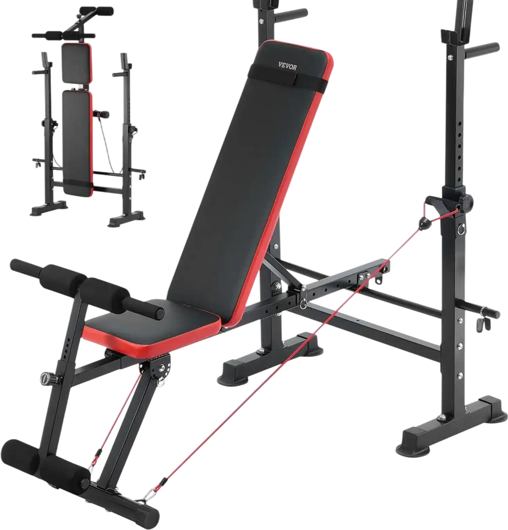 VEVOR Weight Bench, Multi-Functional Adjustable Weight Bench Press for Full Body Workout, 600lbs Exercise Sit up Bench for Home Gym Strength Training, Flat Bench with Quick Folding & Fast Adjustment
