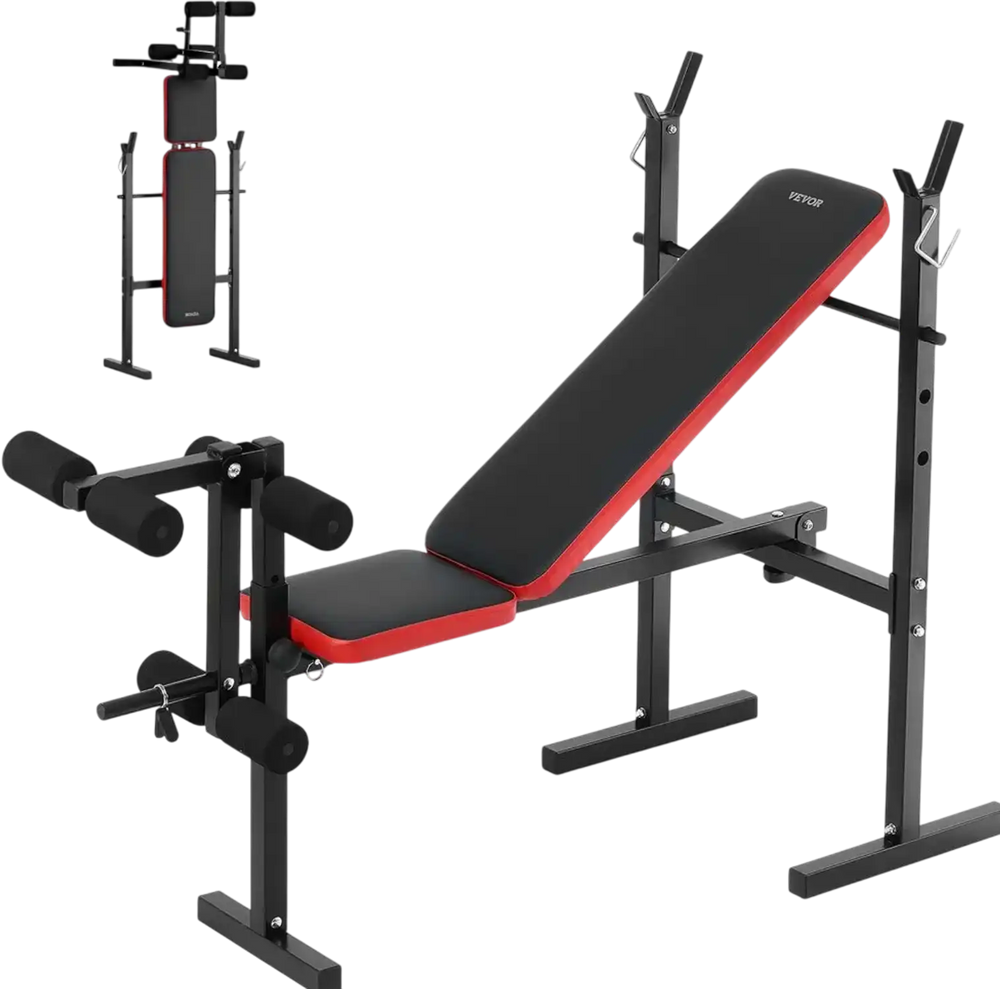 VEVOR Weight Bench, Multi-Functional Adjustable Weight Bench Press for Full Body Workout, 380lbs Exercise Sit up Bench for Home Gym Strength Training, Flat Bench with Quick Folding & Fast Adjustment