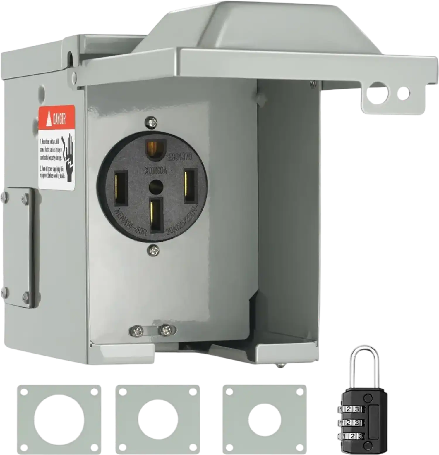 Vevor RV Power Outlet Box 50A 125/250V Lockable Weatherproof NEMA 14-50R New